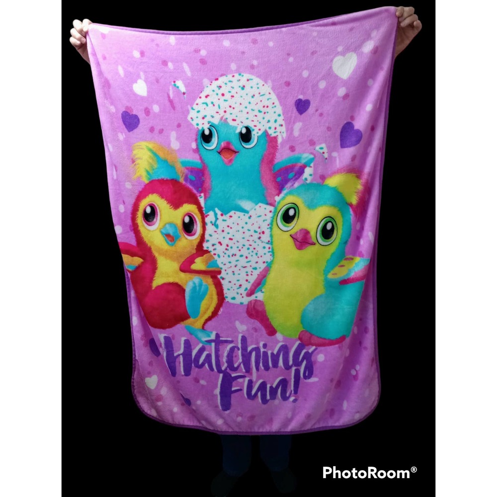 Hatchimals purple blanket rare Penguala soft plush throw fleece 53x38